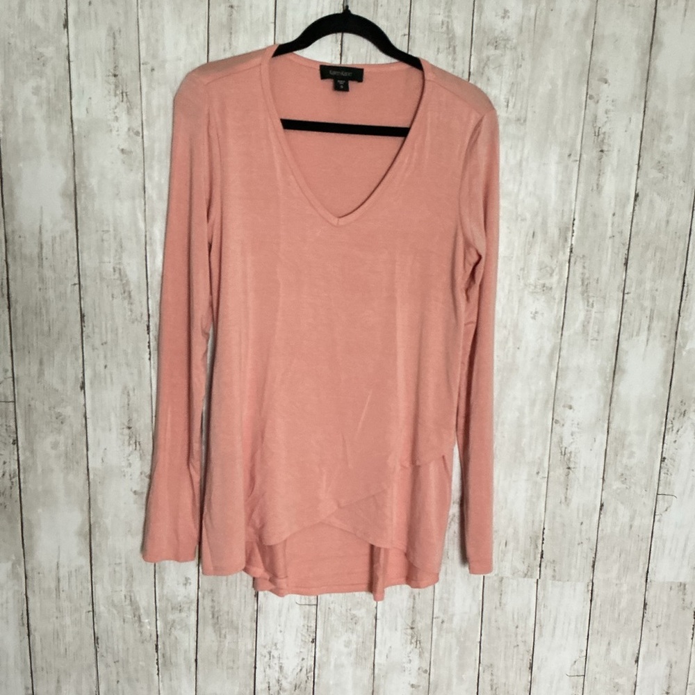 Karen Kane Pink Long Sleeve V-Neck Top